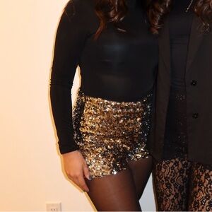 Black and Gold Sequin Shorts